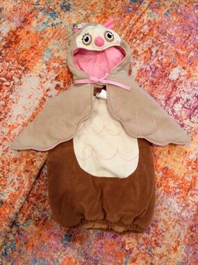 Pottery Barn Kids Owl Costume Toddler 4–6 Plush Hooded Brown Pink Halloween